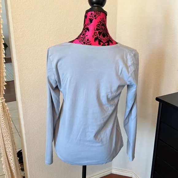 J.Jill perfect Pima Long Sleeve Tee - Powder Blue - Size Medium - Picture 2 of 4